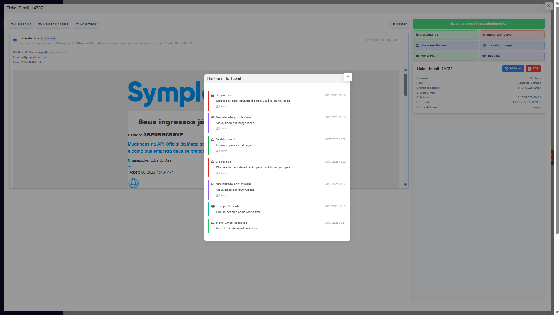 InboxSys: E-mail aberto com transferência entre filas