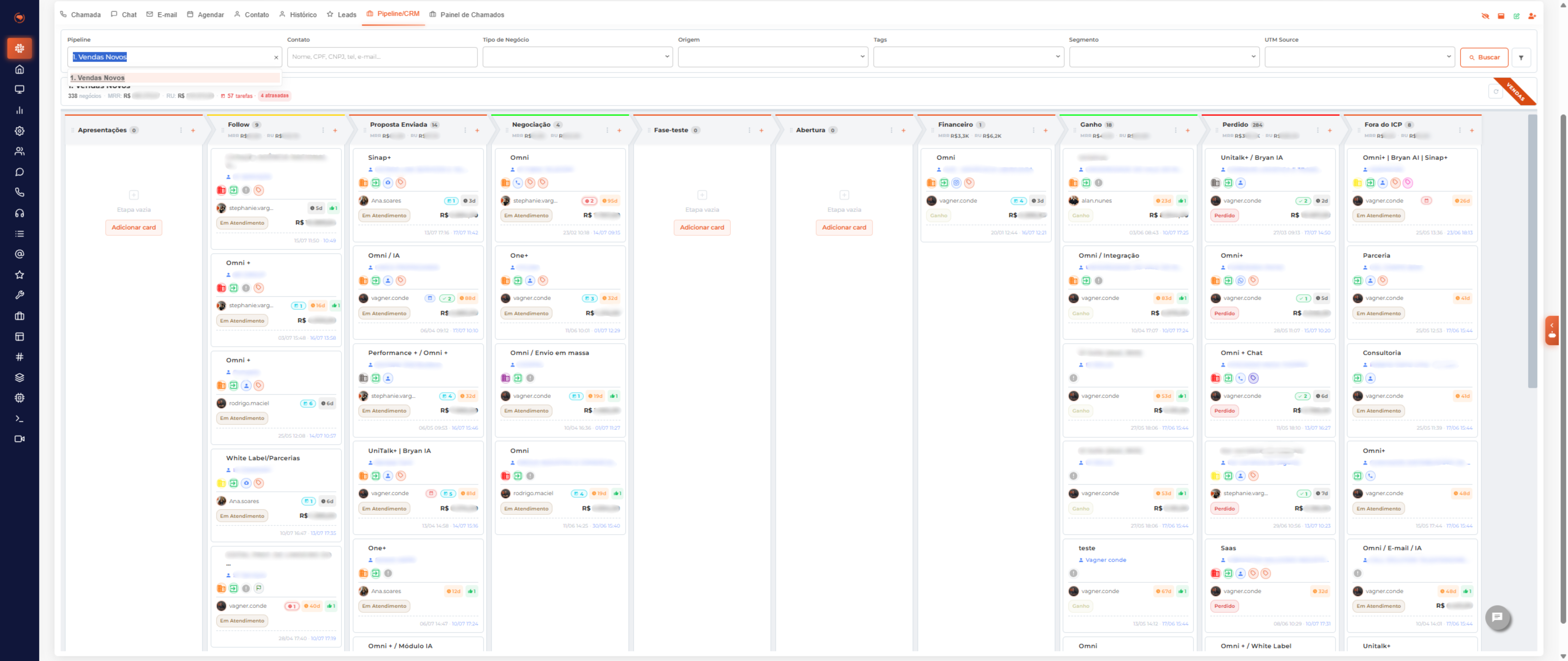 Sinap+ — CRM geral e pipelines de vendas