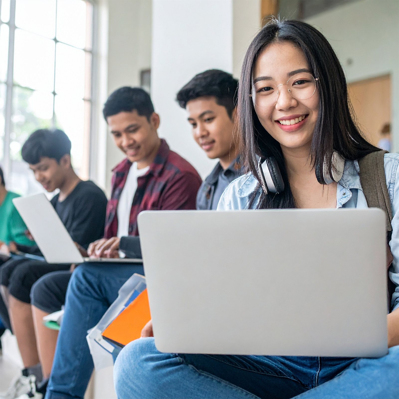 Atendimento a estudantes na secretaria de uma instituição de ensino.